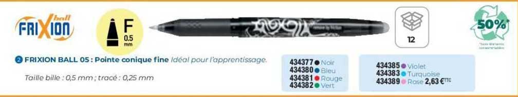 frixion ball 05 : pointe conique fine