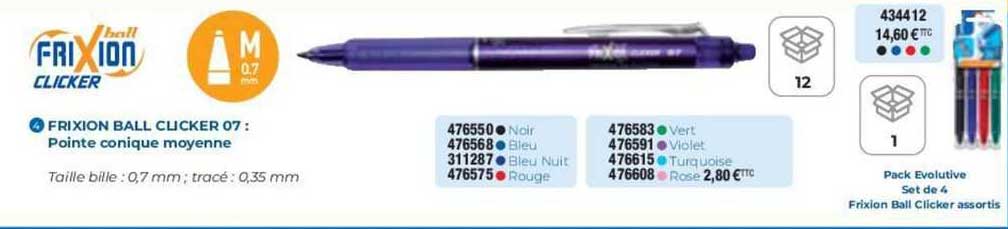 frixion ball clicker 07 : pointe conique moyenne