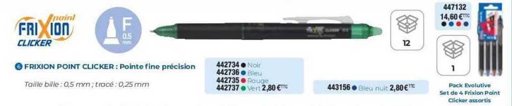 frixion point clicker : pointe fine précision