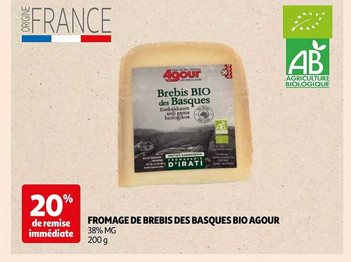 fromage de brebis des basques bio agour