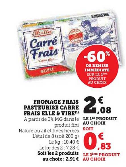 Fromage Frais Pasteurise Carre Frais Elle & Vire