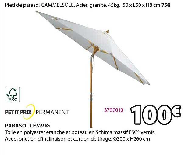 fsc petit prix permanent parasol lemvig