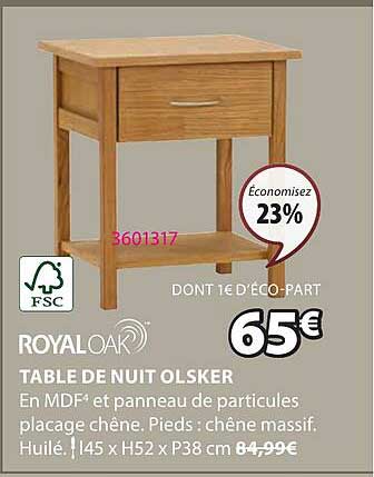 fsc royaloak table de nuit olsker
