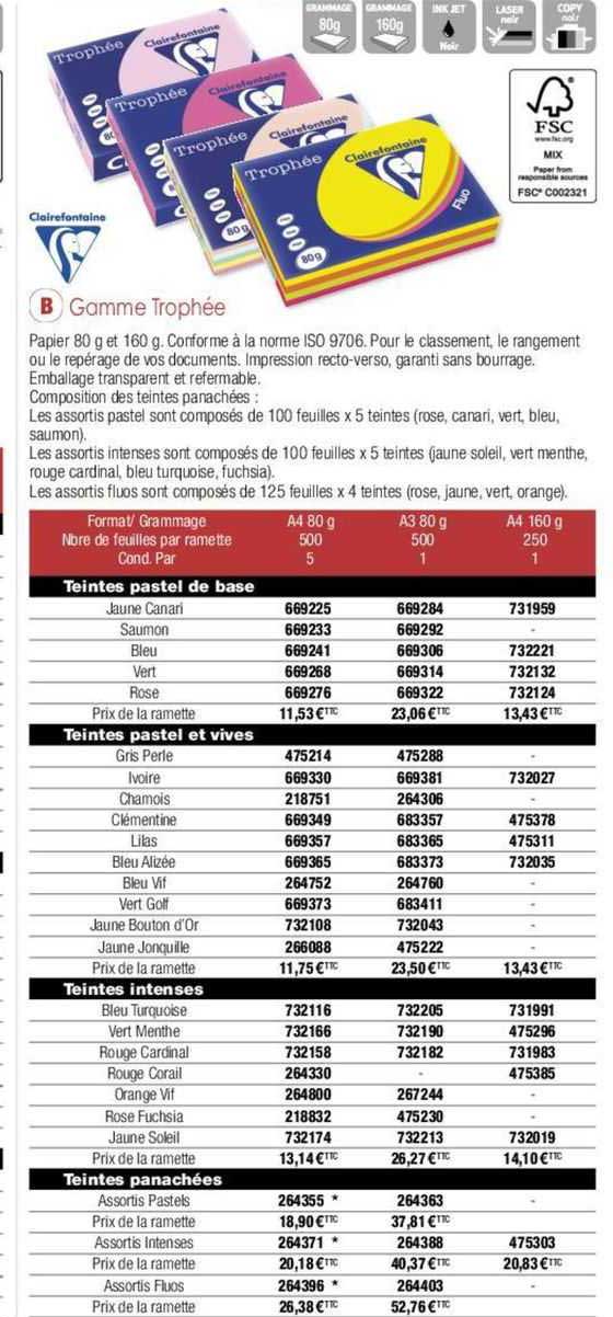 gamme trophée clairefontaine