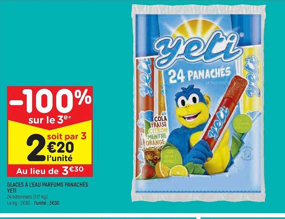 glaces à l'eau parfums panachés yeti