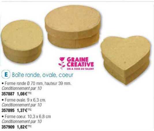 graine creative boîte ronde, ovale, cœur
