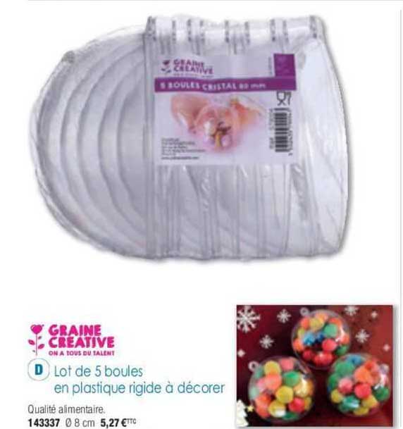 graine creative lot de 5 boules en plastique rigide à décorer