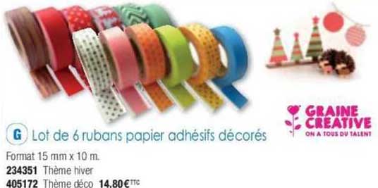 graine creative lot de 6 rubans papier adhésifs décorés