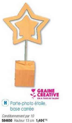 graine creative porte-photo étoile, base carrée