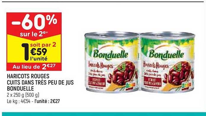 haricots rouges cuits dans très peu de jus bonduelle