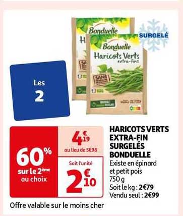 haricots verts extra-fin surgelés bonduelle