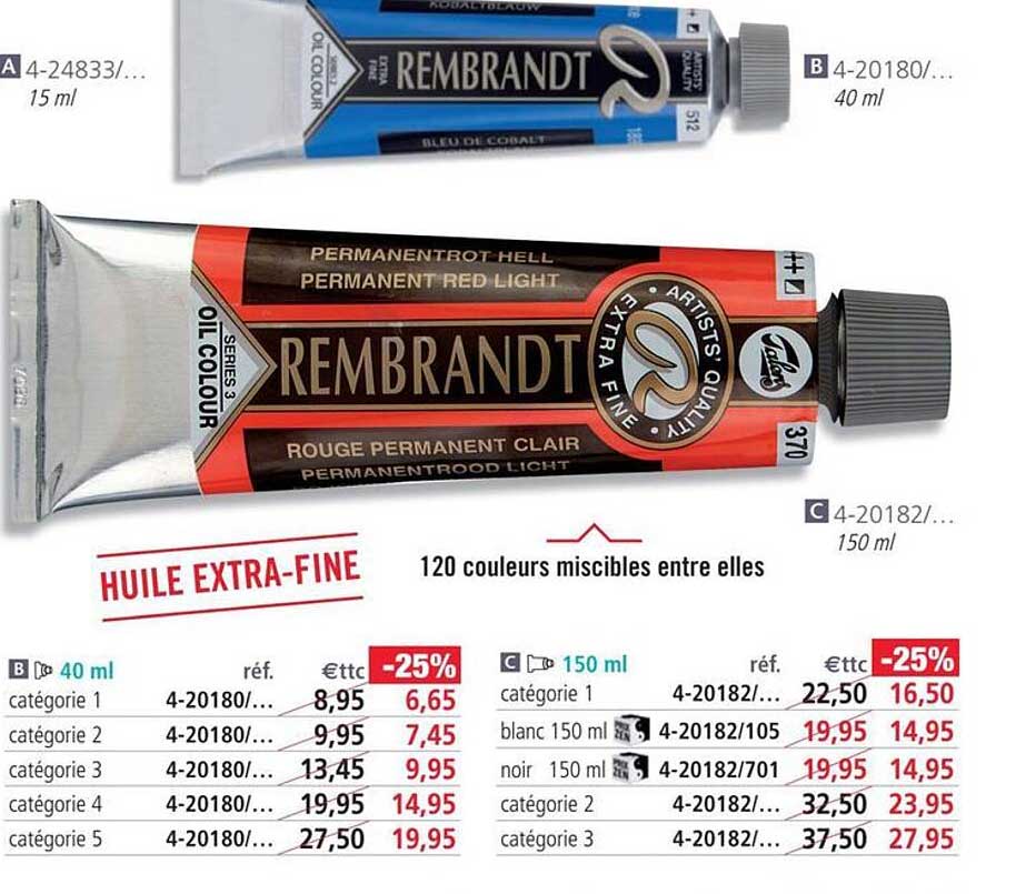 huile extra-fine 120 couleurs miscibles entre elles