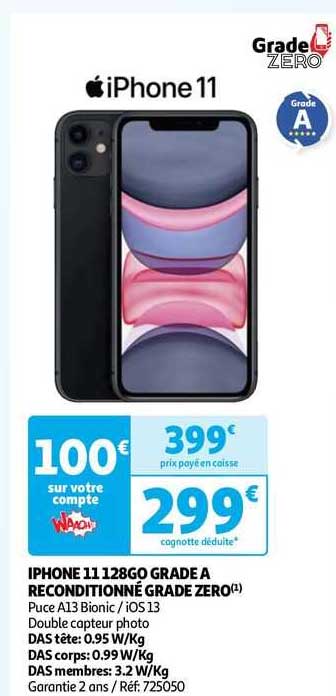 iphone 11 128 go grade a reconditionné grade zéro