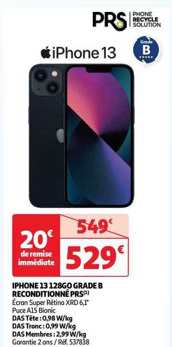iphone 13 128 go grade b reconditionné prs