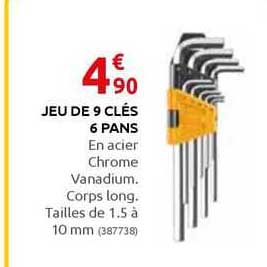 jeu de 9 clés 6 pans
