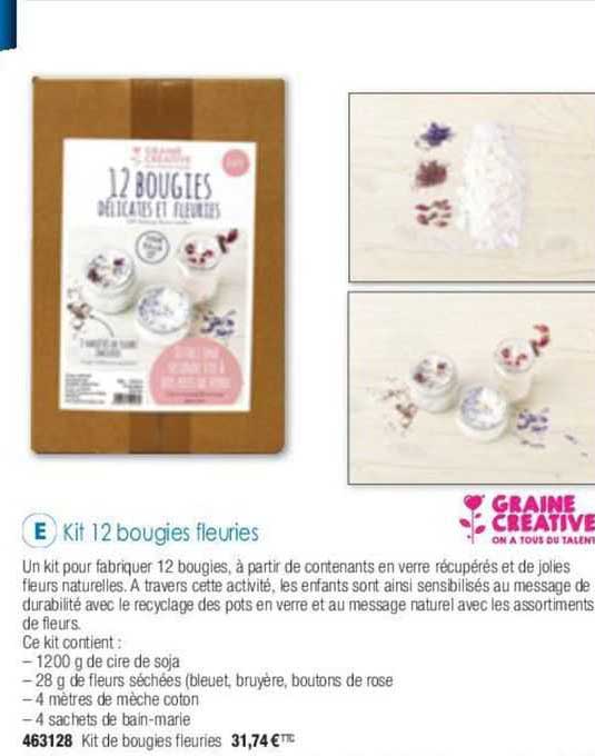 kit 12 bougies fleuries graine créative