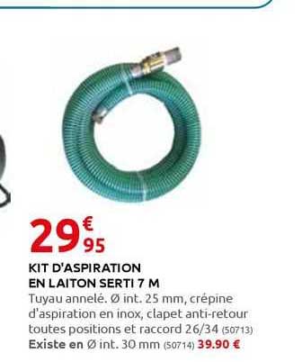 kit d'aspiration en laiton serti 7 m