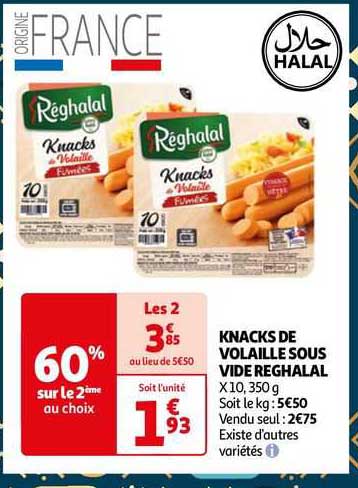 knacks de volaille sous vide réghalal