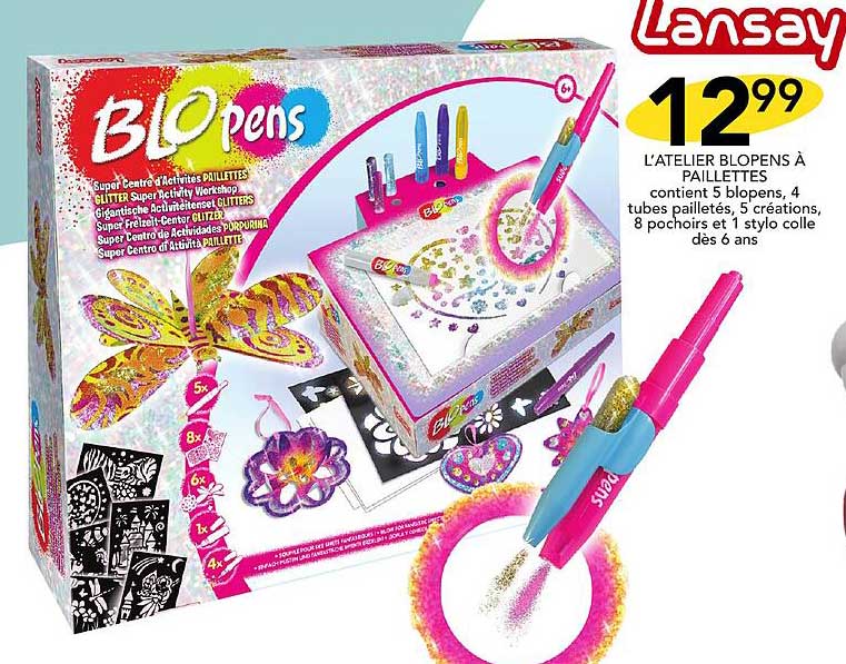 l'atelier blopens à paillettes lansay