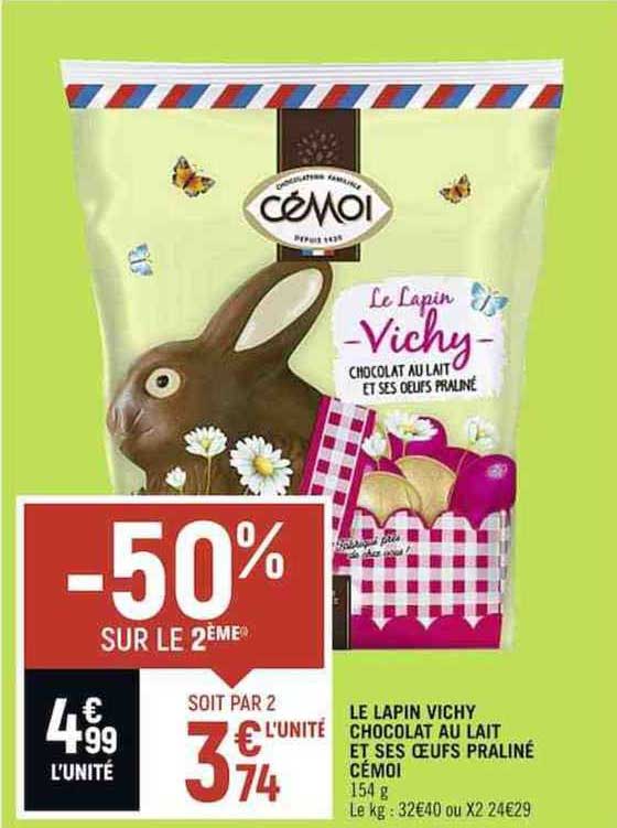la lapin vichy chocolat au lait et ses œufs praliné cémoi