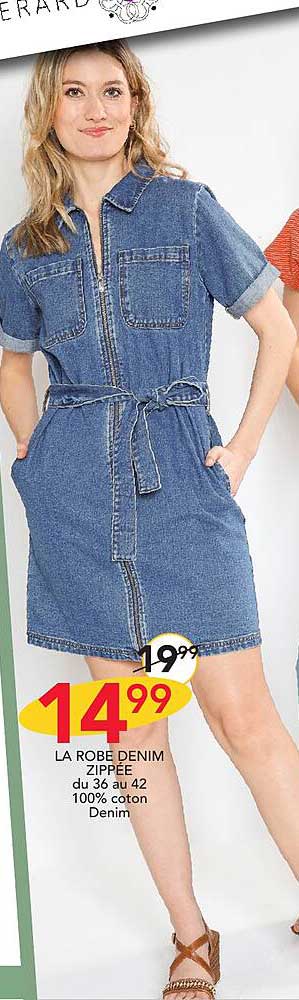 la robe denim zippée