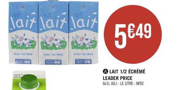 lait 1/2 écrémé leader price