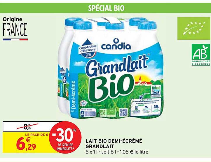 lait bio demi-écrémé grandlait