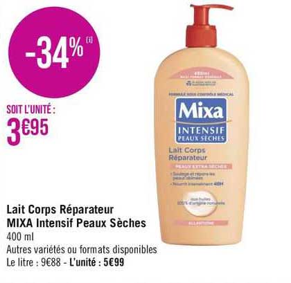 lait corps réparateur mix intensif peaux sèches