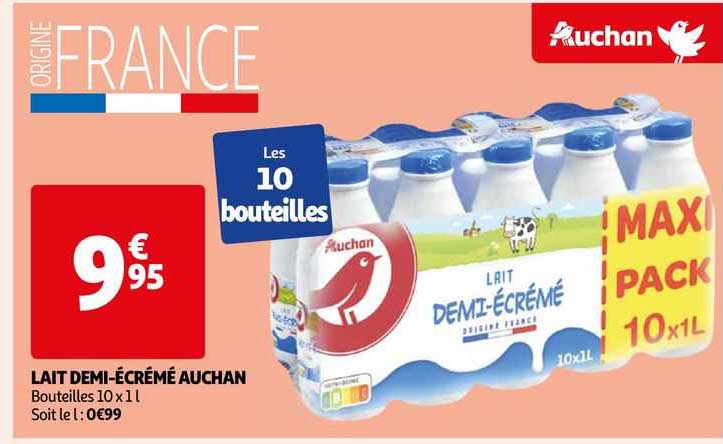 lait demi-écrémé auchan