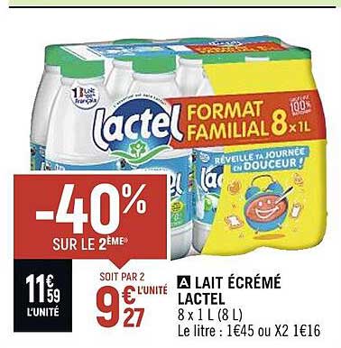 Lait écrémé Lactel