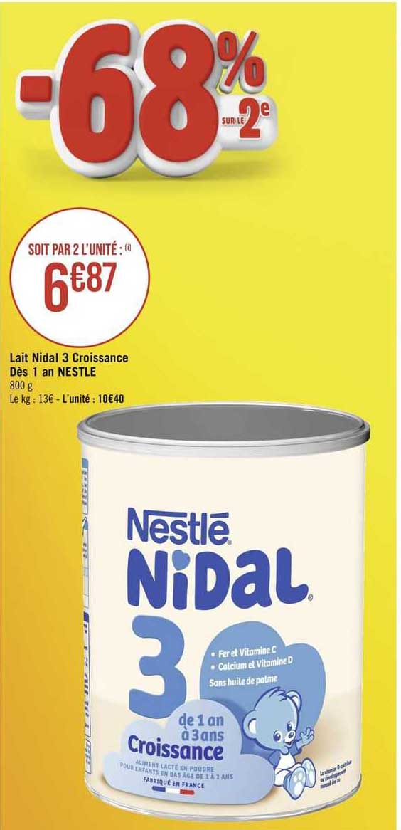 Lait Nidal 3 Croissance Dès 1 Ans Nestle