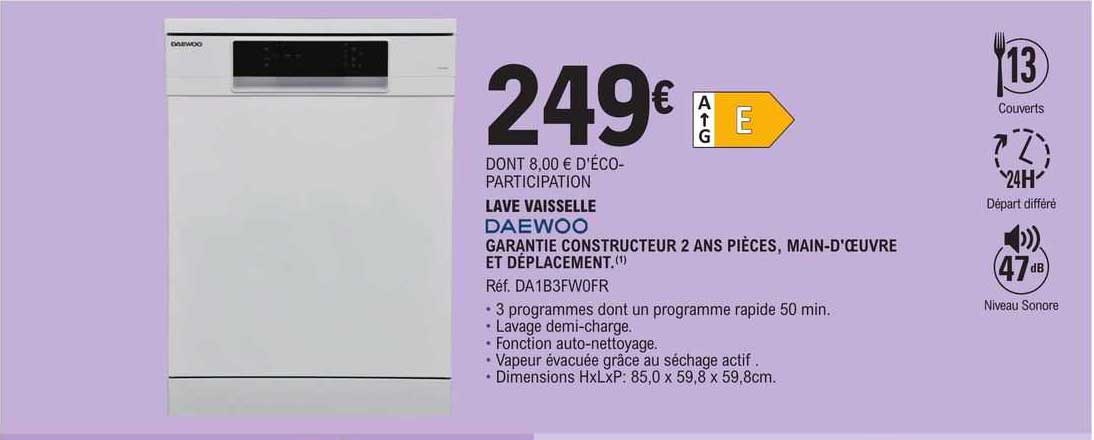 lave vaisselle daewoo