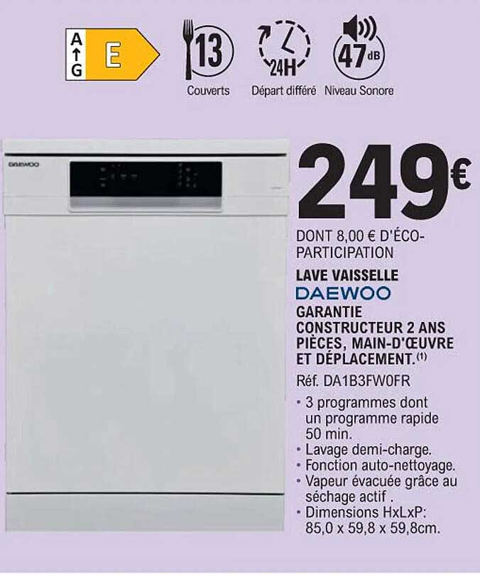 lave vaisselle daewoo