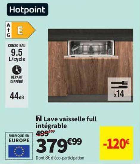lave vaisselle full intégrable hotpoint