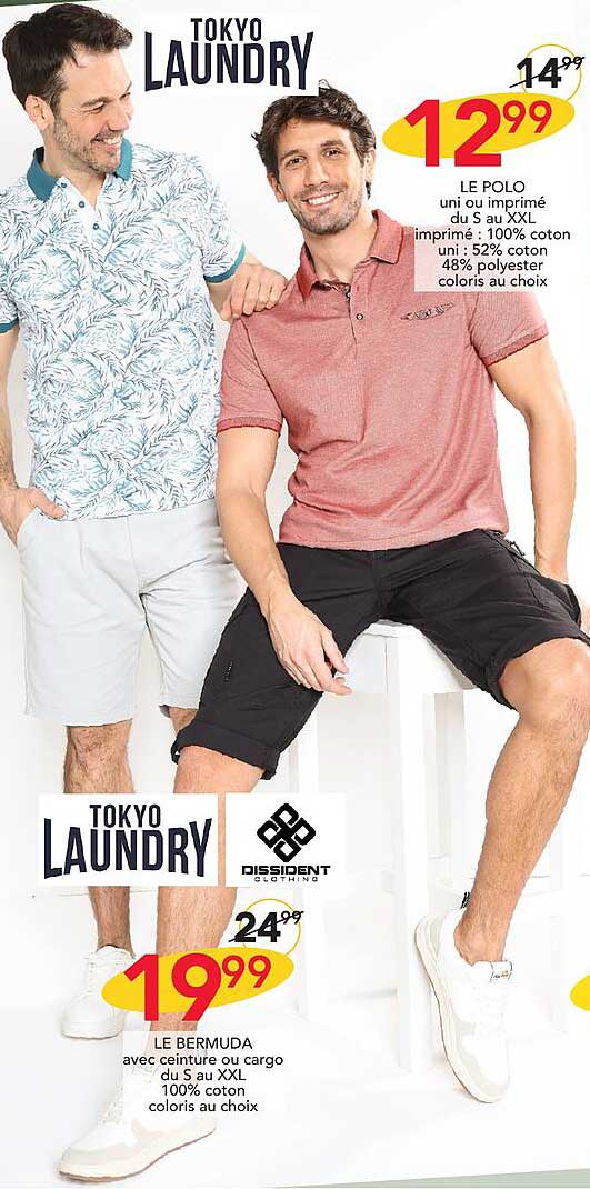 le polo tokyo laundry, le bermuda tokyo laundry
