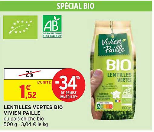 lentilles vertes bio vivien paille