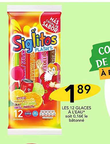 les 12 glaces à l'eau siglitos flash's