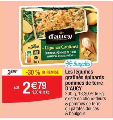 les légumes gratinés épinards pommes de terre d'aucy