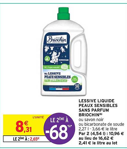 Lessive Liquide Peaux Sensibles Sans Parfum Briochin