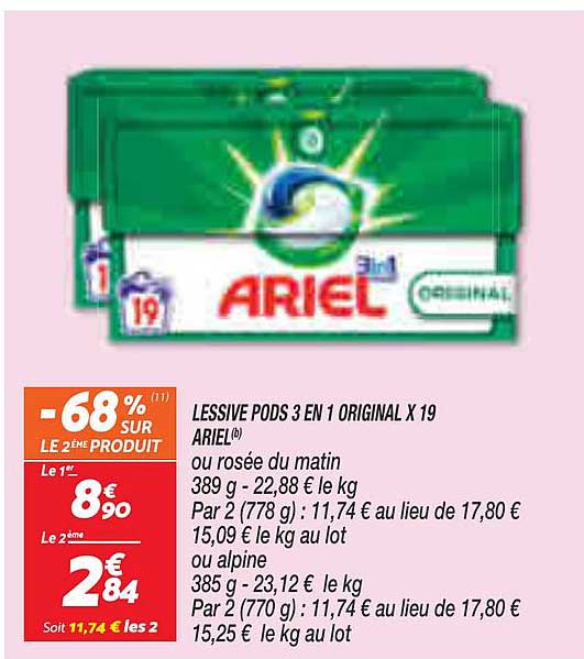 Lessive Pods 3 En 1 Original X 19 Ariel