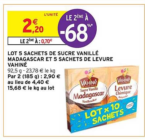 Lot 5 Sachets De Sucre Vanillé Madagascar Et 5 Sachets De Levure Vahiné