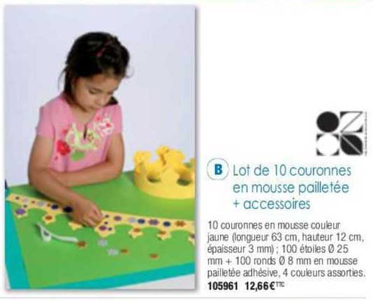 lot de 10 couronnes en mousse pailletée + accessoires