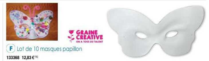 lot de 10 masques papillon graine créative