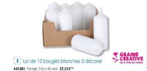 lot de 12 bougies blanches à décorer graine créative