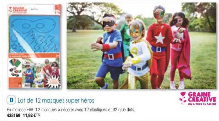 lot de 12 masques super héros graine créative