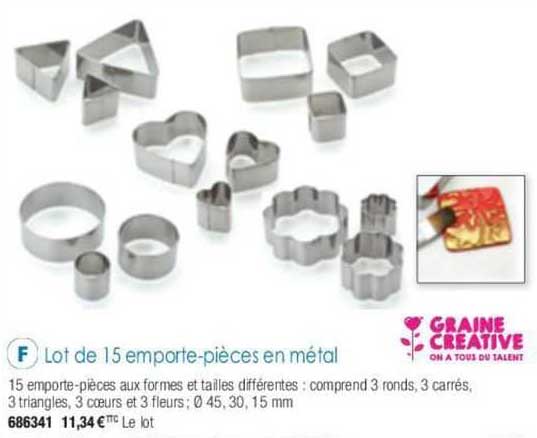lot de 15 emporte-pièces en métal graine creative