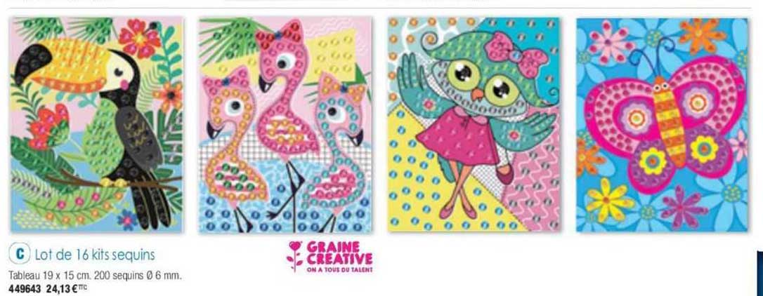 lot de 16 kits sequins graine créative