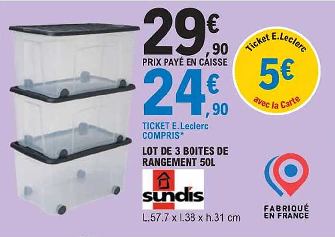 Lot De 3 Boites De Rangement 50l Sundis