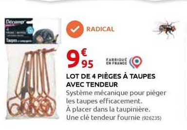 lot de 4 pièges à taupes avec tendeur