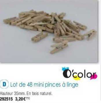 lot de 48 mini pinces à linge o'color
